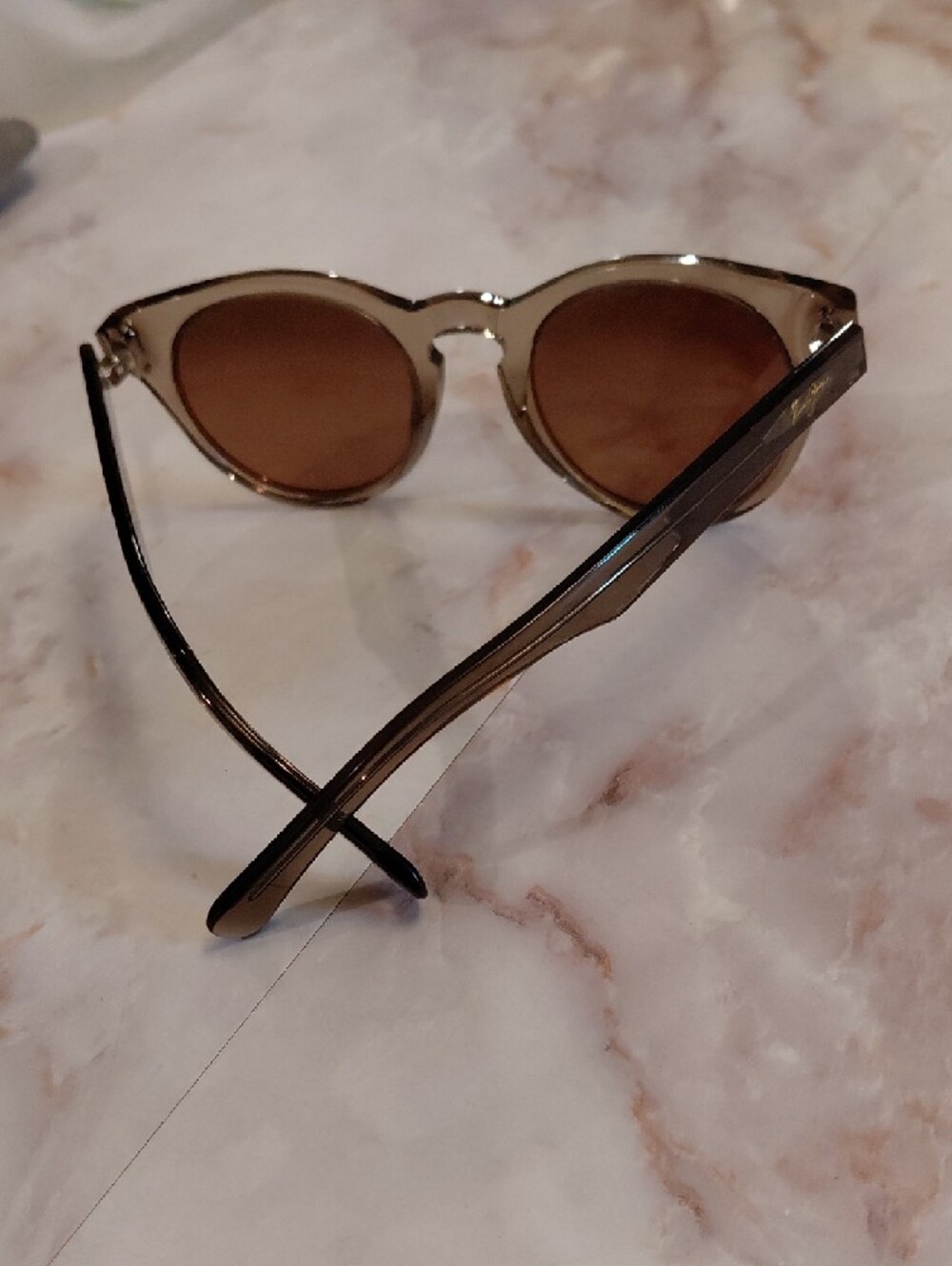 Maui Jim Round Sunglasses in Translucent Tan Frame with Brown Lenses - Picture 6 of 10